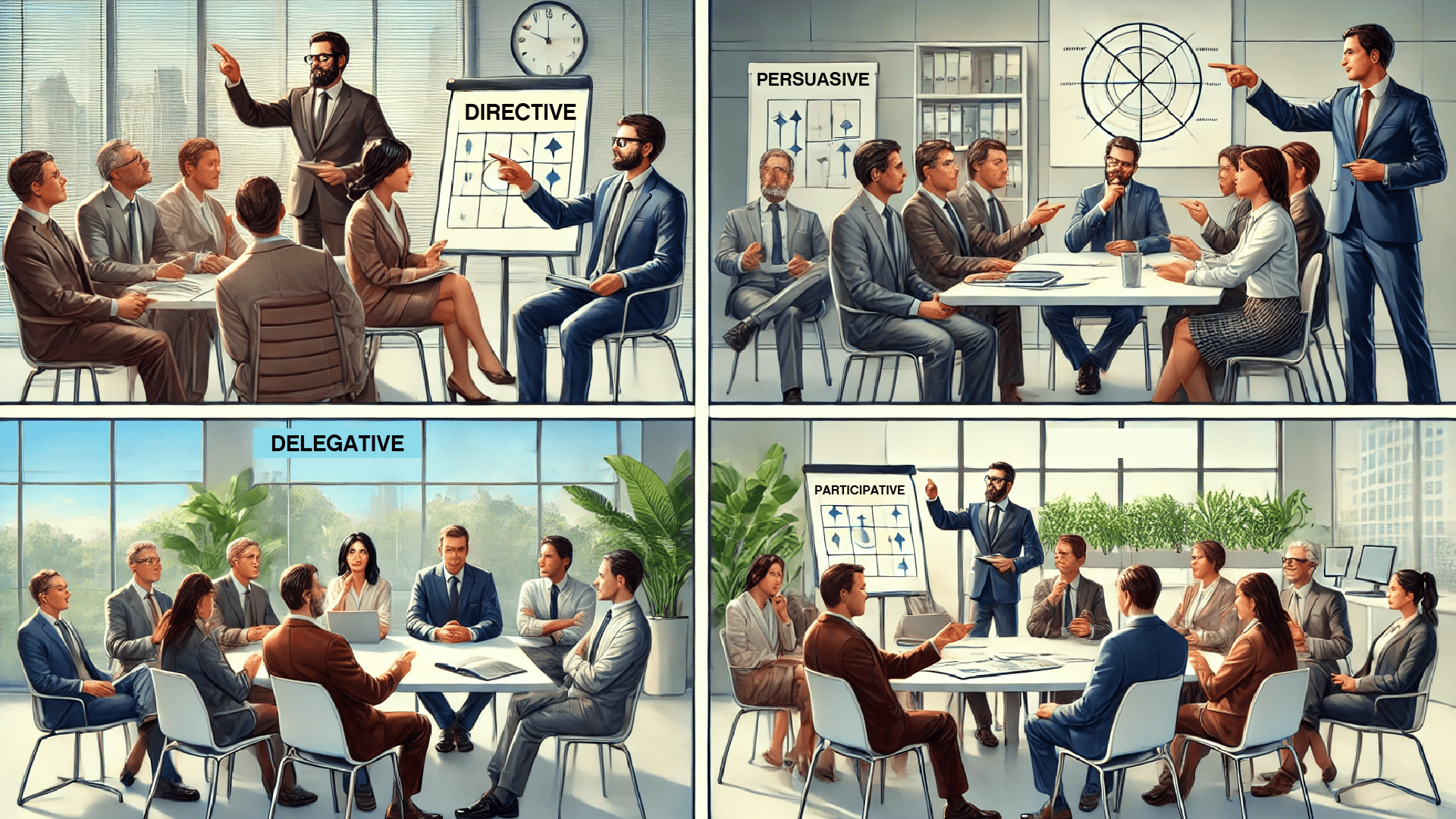 Styles of management: directive persuasive participative delegative